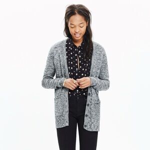 Madewell • Graduate Cardigan Sweater in Marled Grey boyfriend grandpa longline